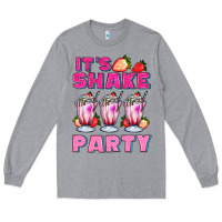 Heather Grey its shake party with milkshake Long Sleeve Tee - AdoDesignShop