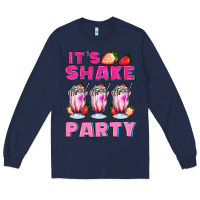 Navy its shake party with milkshake Long Sleeve Tee - AdoDesignShop