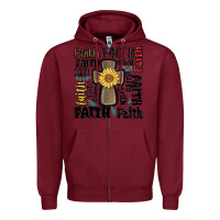 Burgundy faith cross Zipper Hoodie - MaliasSmallBusiness