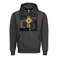 Charcoal Heather faith cross Zipper Hoodie - MaliasSmallBusiness