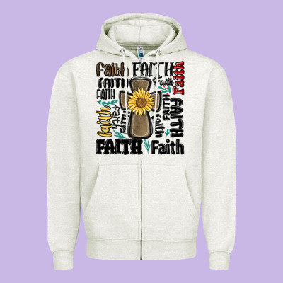 Faith Cross Zipper Hoodie Designed By Maliassmallbusiness