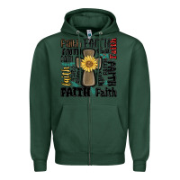 Sports Green faith cross Zipper Hoodie - MaliasSmallBusiness