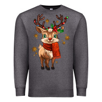 Charcoal Heather reindeer in christmas Premium Sweatshirt - MaliasSmallBusiness