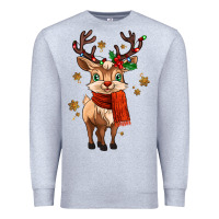 Heather Grey reindeer in christmas Premium Sweatshirt - MaliasSmallBusiness