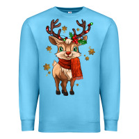 Ocean Blue reindeer in christmas Premium Sweatshirt - MaliasSmallBusiness
