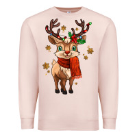 Pale Pink reindeer in christmas Premium Sweatshirt - MaliasSmallBusiness