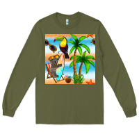Army Green tropical animals seamless pattern Long Sleeve Tee - BundleAndBundleShop