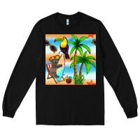 Black tropical animals seamless pattern Long Sleeve Tee - BundleAndBundleShop