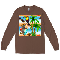 Chestnut tropical animals seamless pattern Long Sleeve Tee - BundleAndBundleShop