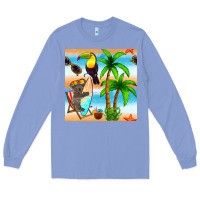 Colony Blue tropical animals seamless pattern Long Sleeve Tee - BundleAndBundleShop