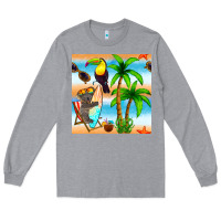 Heather Grey tropical animals seamless pattern Long Sleeve Tee - BundleAndBundleShop