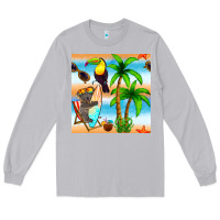 Moon Dust tropical animals seamless pattern Long Sleeve Tee - BundleAndBundleShop
