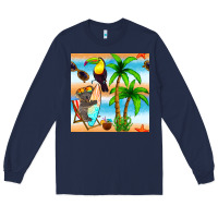 Navy tropical animals seamless pattern Long Sleeve Tee - BundleAndBundleShop