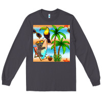 Smoke tropical animals seamless pattern Long Sleeve Tee - BundleAndBundleShop