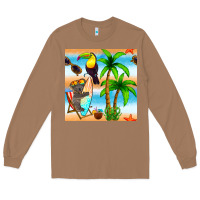 Toasted Coconut tropical animals seamless pattern Long Sleeve Tee - BundleAndBundleShop