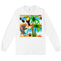 White tropical animals seamless pattern Long Sleeve Tee - BundleAndBundleShop
