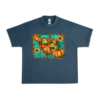 Midnight Navy fall pumpkins and sunflowers heart Urban Heavy Tee - BarkalooDesign