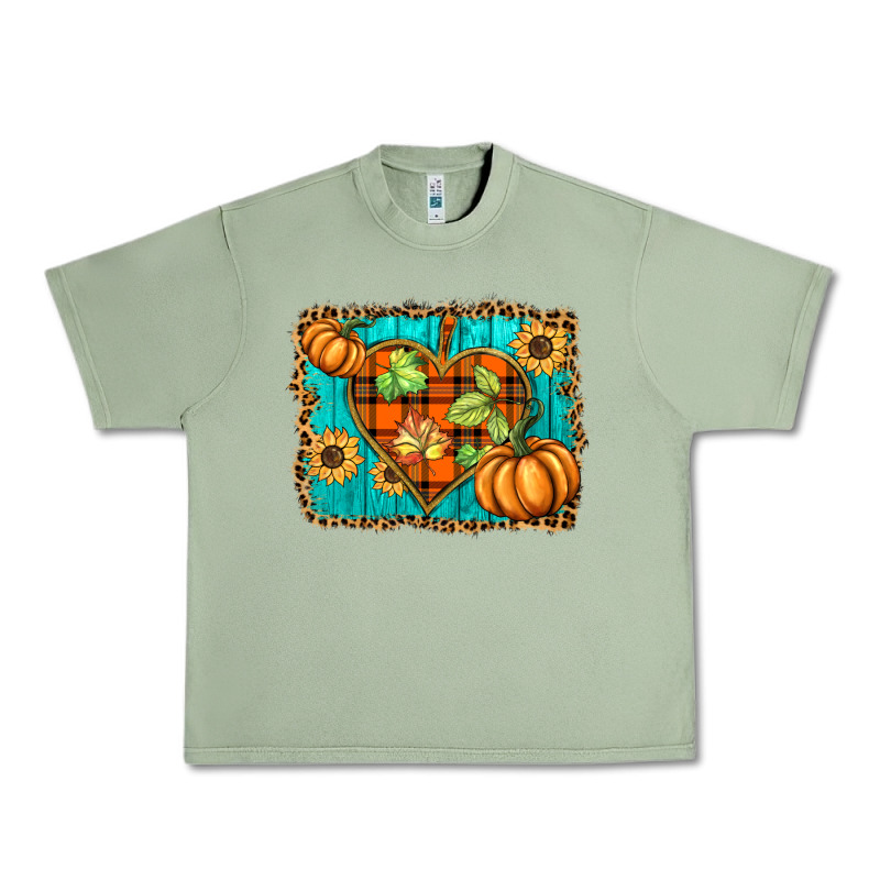 Fall Pumpkins And Sunflowers Heart Urban Heavy Tee by BarkalooDesign | Teevron