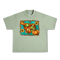 Oil Green fall pumpkins and sunflowers heart Urban Heavy Tee - BarkalooDesign