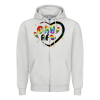 Dove Grey gay af Zipper Hoodie - MaliasSmallBusiness
