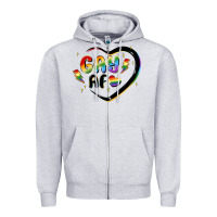 Heather Grey gay af Zipper Hoodie - MaliasSmallBusiness