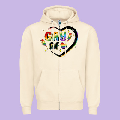 Gay Af Zipper Hoodie Designed By Maliassmallbusiness