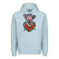 Blue Mist baby pig with leopard heart Premium Hoodie - BarkalooDesign