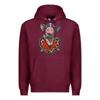 Burgundy baby pig with leopard heart Premium Hoodie - BarkalooDesign