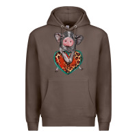 Coffee baby pig with leopard heart Premium Hoodie - BarkalooDesign