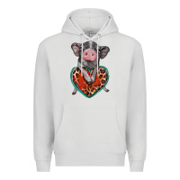Dove Grey baby pig with leopard heart Premium Hoodie - BarkalooDesign