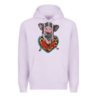 Lilac baby pig with leopard heart Premium Hoodie - BarkalooDesign