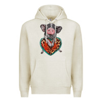 Oatmeal Heather baby pig with leopard heart Premium Hoodie - BarkalooDesign