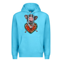 Ocean Blue baby pig with leopard heart Premium Hoodie - BarkalooDesign