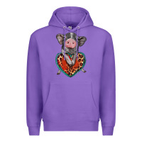 Purple baby pig with leopard heart Premium Hoodie - BarkalooDesign