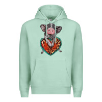 Seafoam baby pig with leopard heart Premium Hoodie - BarkalooDesign