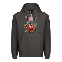 Smoke baby pig with leopard heart Premium Hoodie - BarkalooDesign