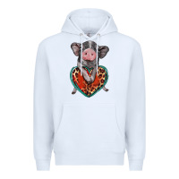 White baby pig with leopard heart Premium Hoodie - BarkalooDesign