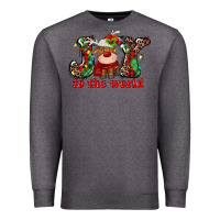 Charcoal Heather joy to the world christmas deer Premium Sweatshirt - MaliasSmallBusiness