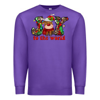 Purple joy to the world christmas deer Premium Sweatshirt - MaliasSmallBusiness