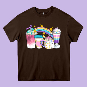Unicorn Coffee Cups Heavy Core Tee Designed By Artiststas