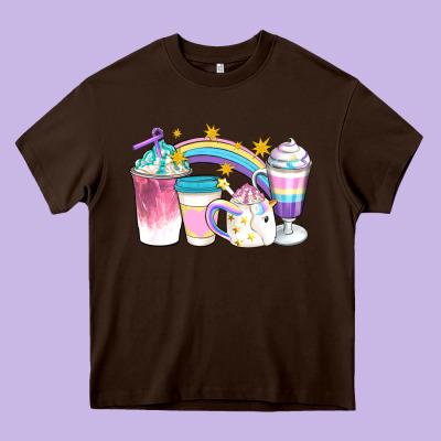 Unicorn Coffee Cups Heavy Core Tee Designed By Artiststas