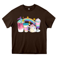 Chocolate Brown Unicorn Coffee Cups Heavy Core Tee - Artiststas