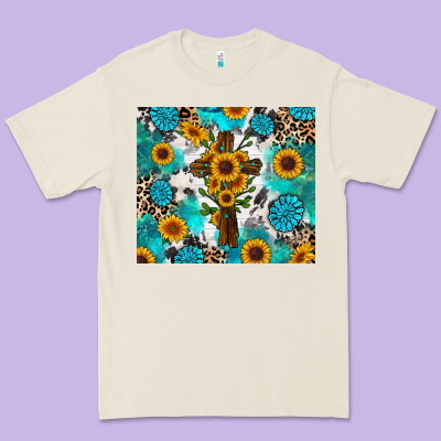 Sunflower Cross Cowhide Gemstones Premium Tee Designed By Ranaportraitstore