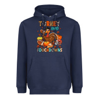 Navy turkey and touchdowns Heavyweight Hoodie - MaliasSmallBusiness