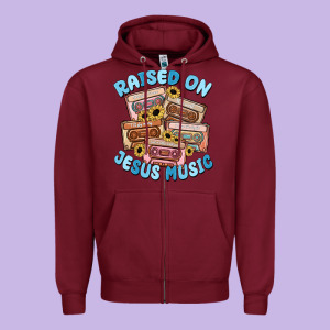 Raised On Jesus Music Zipper Hoodie Designed By Maliassmallbusiness