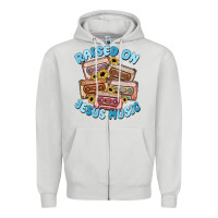Dove Grey raised on jesus music Zipper Hoodie - MaliasSmallBusiness