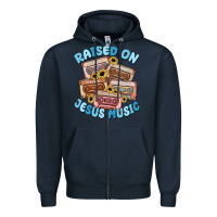Navy raised on jesus music Zipper Hoodie - MaliasSmallBusiness