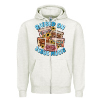 Oatmeal Heather raised on jesus music Zipper Hoodie - MaliasSmallBusiness