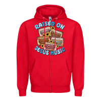 Red raised on jesus music Zipper Hoodie - MaliasSmallBusiness