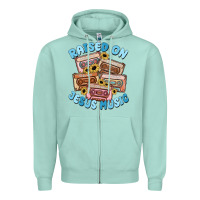 Seafoam raised on jesus music Zipper Hoodie - MaliasSmallBusiness